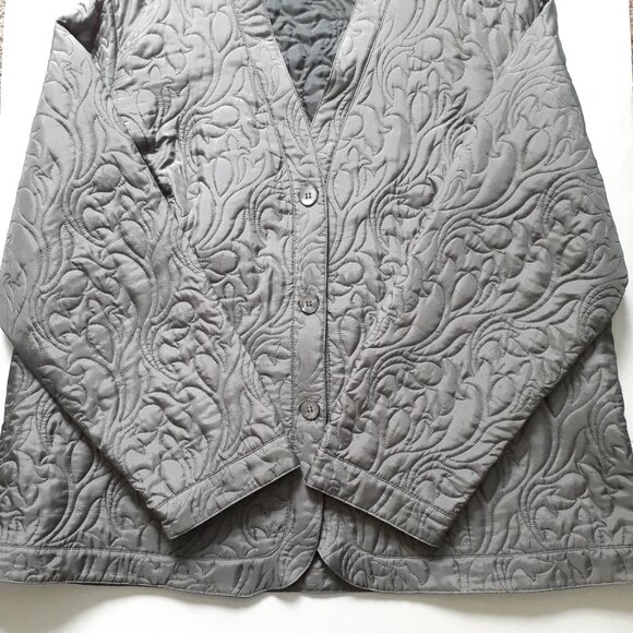 Charter Club Silk Quilted Button Front V-Neck Jacket Gray Size 20W - Picture 7 of 10